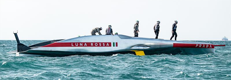 Luna Rossa Prada Pirelli - AC75 - Day 1 - April 16, 2024 - Cagliari photo copyright AC37 Joint Recon Team taken at Circolo della Vela Sicilia and featuring the AC75 class