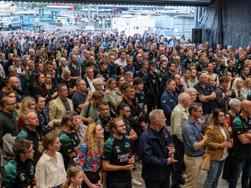 Inside the team base - Emirates Team New Zealand naming ceremony for their third AC75 Taihoro  - photo © James Somerset/Emirates Team NZ