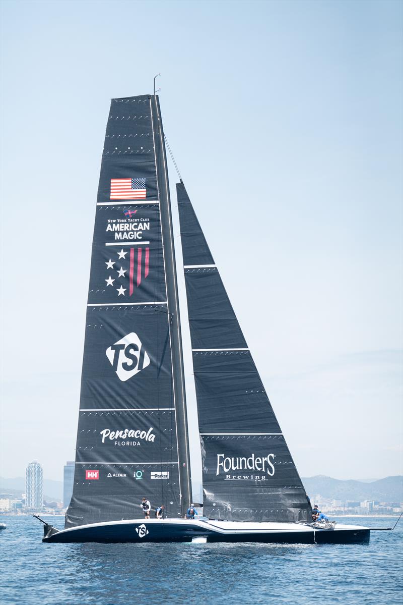MN2-1 + J1-1 - was sufficient to get the US team foiling off a self start in 6kts - American Magic - AC75 - Day 4 - May 13, 2024 - Barcelona - photo © Alex Carabi / America's Cup