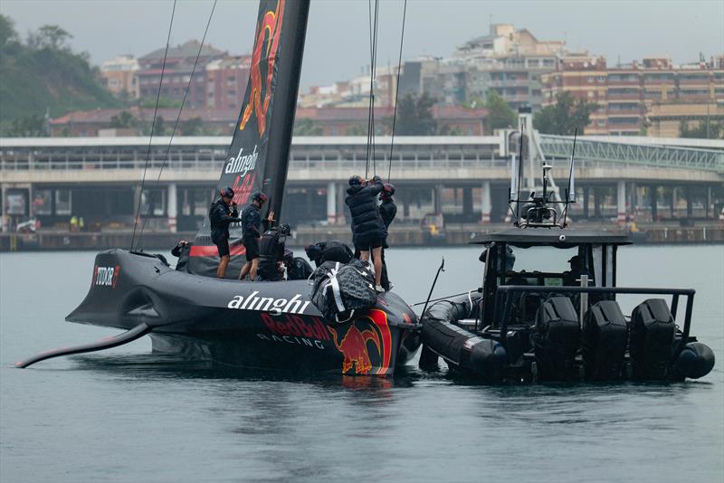 Windshields removed from trimmer and flight controller pit positions - (change occurred on May 4th) - Alinghi Red Bull Racing - AC75 - Day 16 - May 14, 2024 - Barcelona photo copyright Paul Todd/America's Cup taken at Société Nautique de Genève and featuring the AC75 class