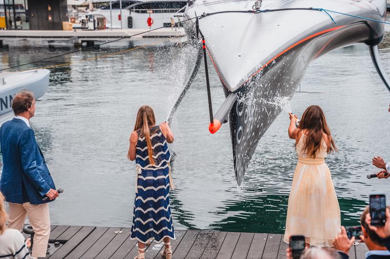 Sir Jim Ratcliffe, Julia Ratcliffe and Romane Polli, daughters christen Britannia-  Britannia christening Ceremony - Barcelona - May 18, 2024 photo copyright Cameron Gregory taken at Royal Yacht Squadron and featuring the AC75 class