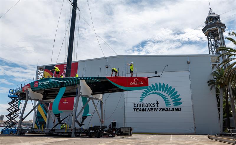 Emirates Team New Zealand sail their AC75 'Taihoro' in Barcelona, Spain - June 30, 2024 - photo © Hamish Hooper