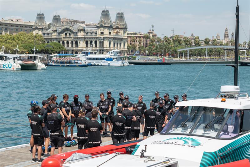 Dock talk - Emirates Team New Zealand - AC75  - Barcelona - July 2024 - photo © Hamish Hooper / Emirates Team New Zealand