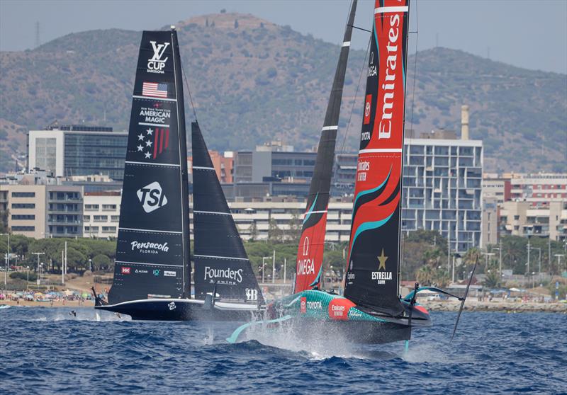 New York Yacht Club American Magic vs. Emirates Team New Zealand on Louis Vuitton Preliminary Regatta Barcelona Day 4 - August 25th 2024 - photo © Job Vermeulen / America's Cup