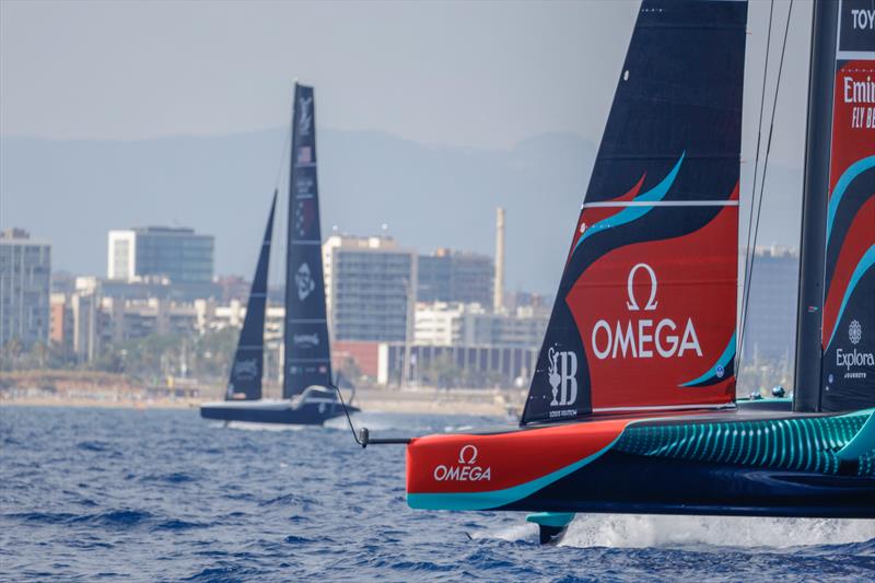 American Magic vs - Emirates Team NZ - Race 15  Day 4 - Round Robin 1 - Louis Vuitton Cup - September 1, 2024 - Barcelona photo copyright Job Vermeulen taken at Real Club Nautico de Barcelona and featuring the AC75 class
