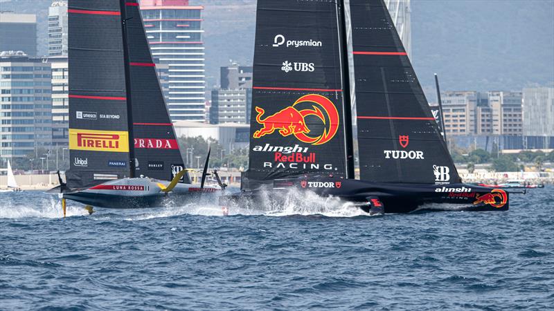 Luna Rossa and Alinghi Red Bull Racing - Race 14 - Day 4 - Round Robin 2 - Louis Vuitton Cup - September 1, 2024 - Barcelona - photo © Ian Roman / America's Cup
