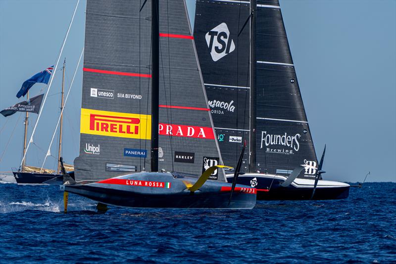 Luna Rossa Prada Pirelli and American Magic - Day 1 - Semi-Finals - Louis Vuitton Cup - Day 10 - September 14, 2024 - Barcelona - photo © Ian Roman / America's Cup