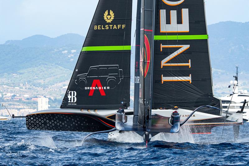 Alinghi Red Bull Racing vs. INEOS Britannia on Louis Vuitton Cup Semi-Finals Day 4 - 18th September 2024 photo copyright Ian Roman / America's Cup taken at  and featuring the AC75 class