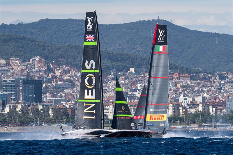 Luna Rossa Prada Pirelli vs. INEOS Britannia on Louis Vuitton Cup Final Race Day 1 - September 26, 2024 - photo © Ian Roman / America's Cup
