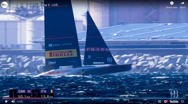 Luna Rossa - emerges after the nosedive - Finals Louis Vuitton Cup - Race 7 - Day 19, October 1, 2024 - Barcelona - photo © America's Cup
