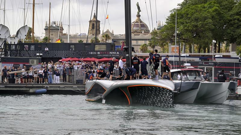 INEOS Britannia return to base after Louis Vuitton 37th America's Cup Race 4 - October 14, 2024 - photo © David Maynard / www.alleycatphotographer.com