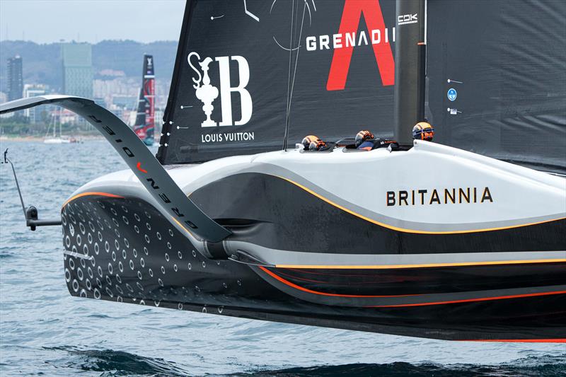 Teams are likely to be stuck with their existing hull shapes in Naples - INEOS Britannia - Race Day 1 - America's Cup Match 2024 - Barcelona photo copyright Ian Roman / America's Cup taken at Real Club Nautico de Barcelona and featuring the AC75 class