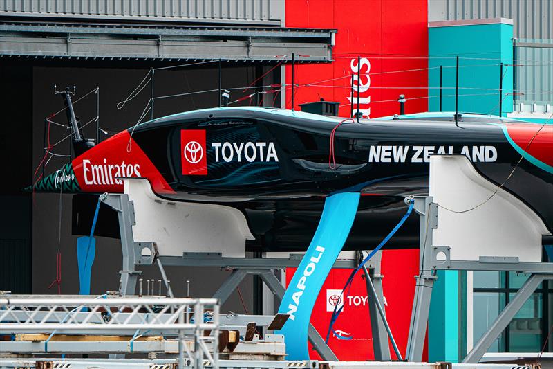 No indication of where the crew hatches are now located - Emirates Team New Zealand - AC75 - March 10, 2026 - Auckland - photo © Justin Mitchell