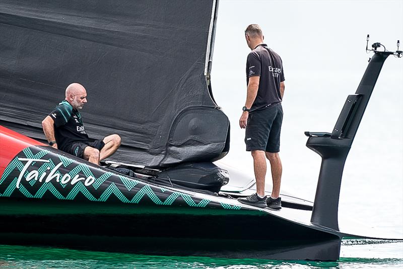 New mainsheet sheeting system -  Emirates Team New Zealand, Taihoro, AC75, Day 2 - March 16, 2026 - photo © Sam Thom / America's Cup