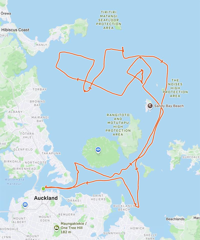 Recon boat track starting in the Waitemata Harbour and heading into the Hauraki Gulf - Emirates Team New Zealand, Taihoro, AC75, Day 3 - March 19, 2026 - photo © Sam Thom / America's Cup