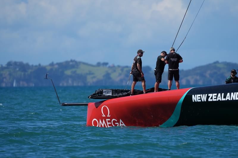 Jib change - Emirates Team New Zealand, Taihoro, AC75, Day 4 - March 21, 2026 - photo © Sam Thom / America's Cup