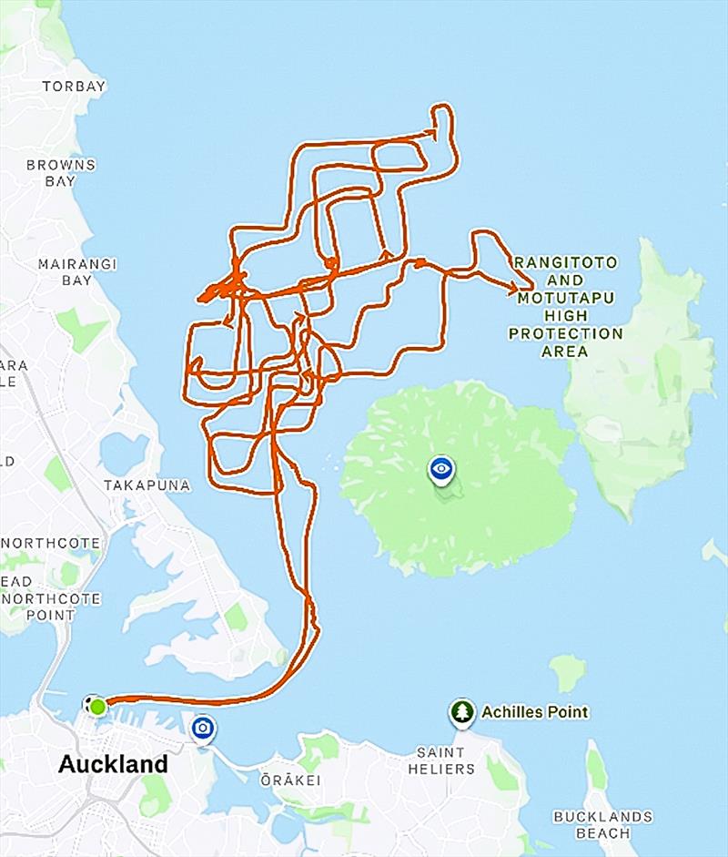 Recon boat track starting in the Waitemata Harbour and heading into the Hauraki Gulf - Emirates Team New Zealand, Taihoro, AC75, Day 4 - March 21, 2026 - photo © Sam Thom / America's Cup