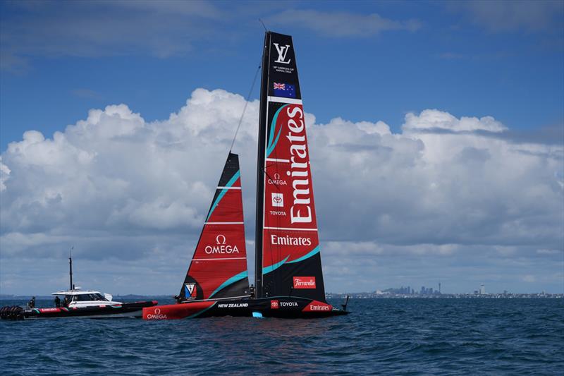 The day started with a light breeze - Emirates Team New Zealand, Taihoro, AC75, Day 5 - March 23, 2026 - photo © Sam Thom / America's Cup Recon