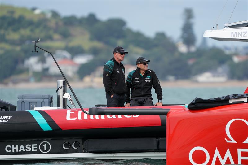 Grant Dalton (l) Kevin Shoebridge (r) - Emirates Team New Zealand - AC75, Day 9 - April 1, 2026 - photo © Sam Thom / America's Cup