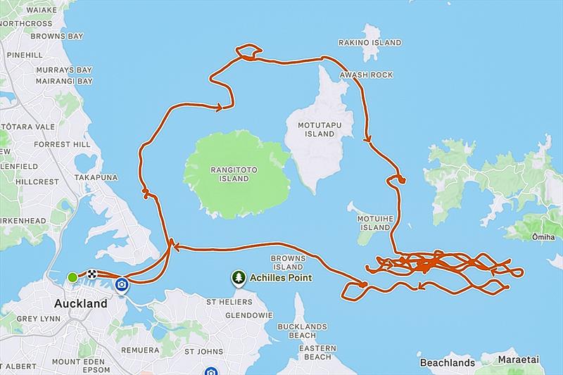 Recon boat track starting in the Waitemata Harbour and heading into the Back Paddock - Emirates Team New Zealand, Taihoro, AC75, Day 9 - April 1, 2026 - photo © Sam Thom / America's Cup