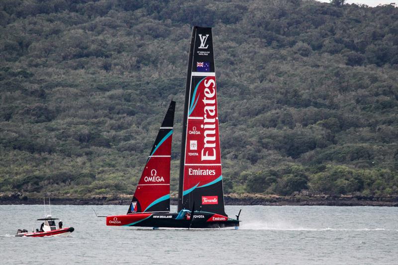 Emirates Team New Zealand watched by the Recon Unit - AC75, Day 11 - April 22, 2026 - photo © Richard Gladwell / Sail-World.com/nz