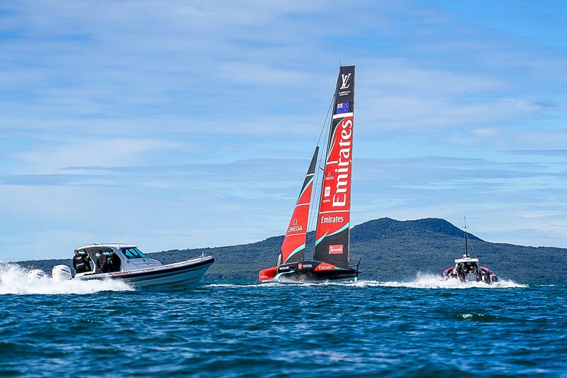  Two chase boats - Emirates Team New Zealand - AC75, Day 11 - April 22, 2026 - photo © Sam Thom/America's Cup