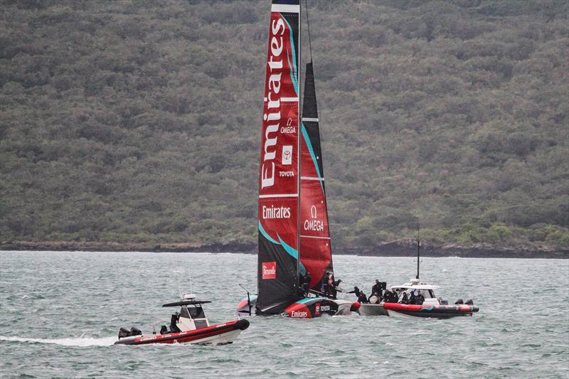 The Recon Unit assigned to Emirates Team NZ in action - Rangitoto Channel - April 2026 photo copyright Richard Gladwell - Sail-World.com / nz taken at Royal New Zealand Yacht Squadron and featuring the AC75 class