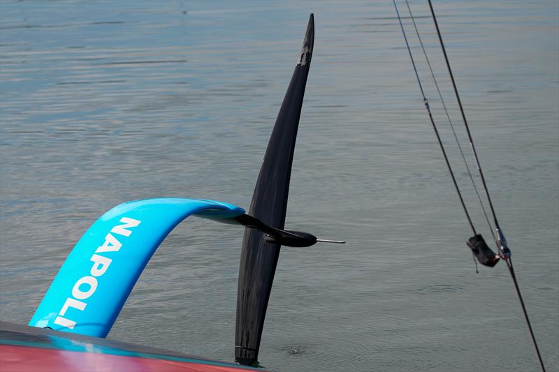 Port wingfoil tip - shaping or worn paint - Emirates Team New Zealand -  AC75 - Day 13 - August 28, 2026 photo copyright Sam Thom / America's Cup taken at Royal New Zealand Yacht Squadron and featuring the AC75 class
