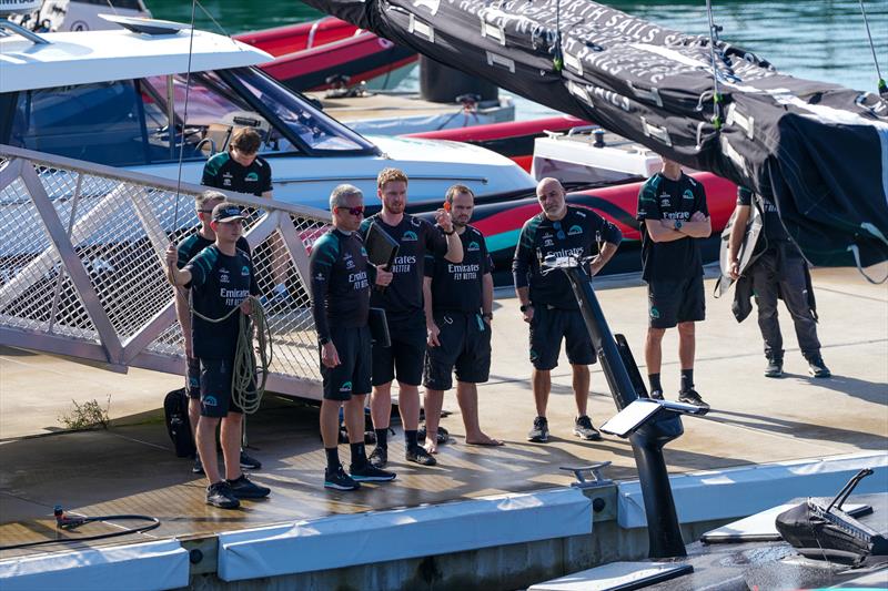 The mainsail is loded by crane - Emirates Team New Zealand -  AC75 - Day 13 - August 28, 2026 photo copyright Sam Thom / America's Cup taken at Royal New Zealand Yacht Squadron and featuring the AC75 class