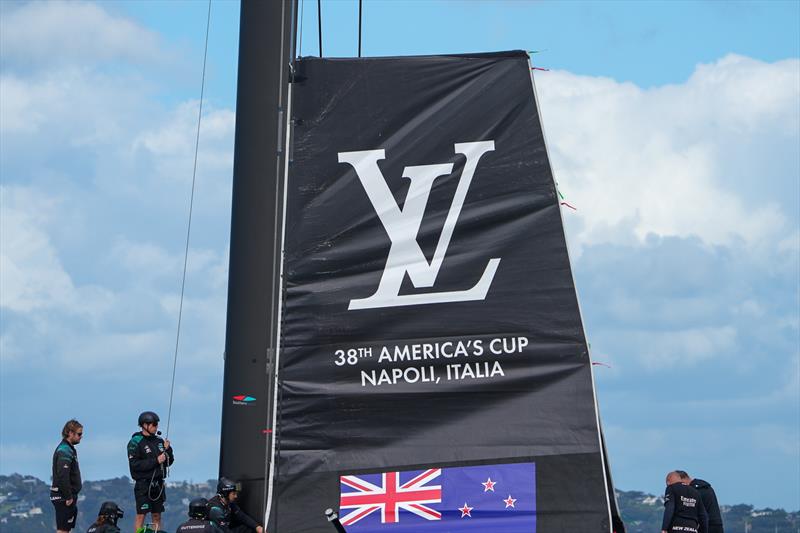 New mainsail logo - Emirates Team New Zealand -  AC75 - Day 13 - August 28, 2026 photo copyright Sam Thom / America's Cup taken at Royal New Zealand Yacht Squadron and featuring the AC75 class
