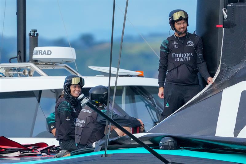 Jo Aleh, Nathan Outteridge and Iain Jensen - Emirates Team New Zealand -  AC75 - Day 13 - August 28, 2026 photo copyright Sam Thom / America's Cup taken at Royal New Zealand Yacht Squadron and featuring the AC75 class