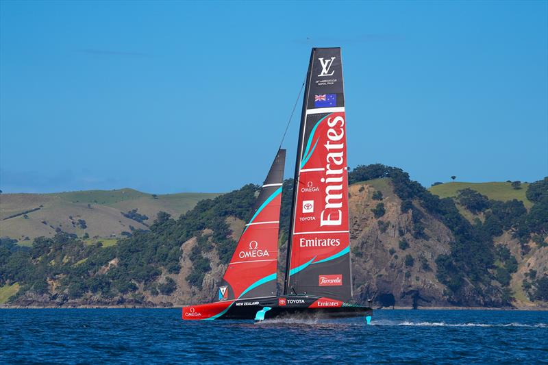 Off the NE tip of Waiheke - Emirates Team New Zealand -  AC75 - Day 13 - August 28, 2026 photo copyright Sam Thom / America's Cup taken at Royal New Zealand Yacht Squadron and featuring the AC75 class