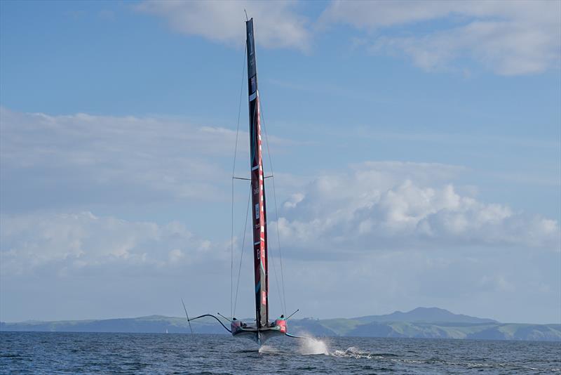 Running downwind - Emirates Team New Zealand -  AC75 - Day 13 - August 28, 2026 photo copyright Sam Thom / America's Cup taken at Royal New Zealand Yacht Squadron and featuring the AC75 class