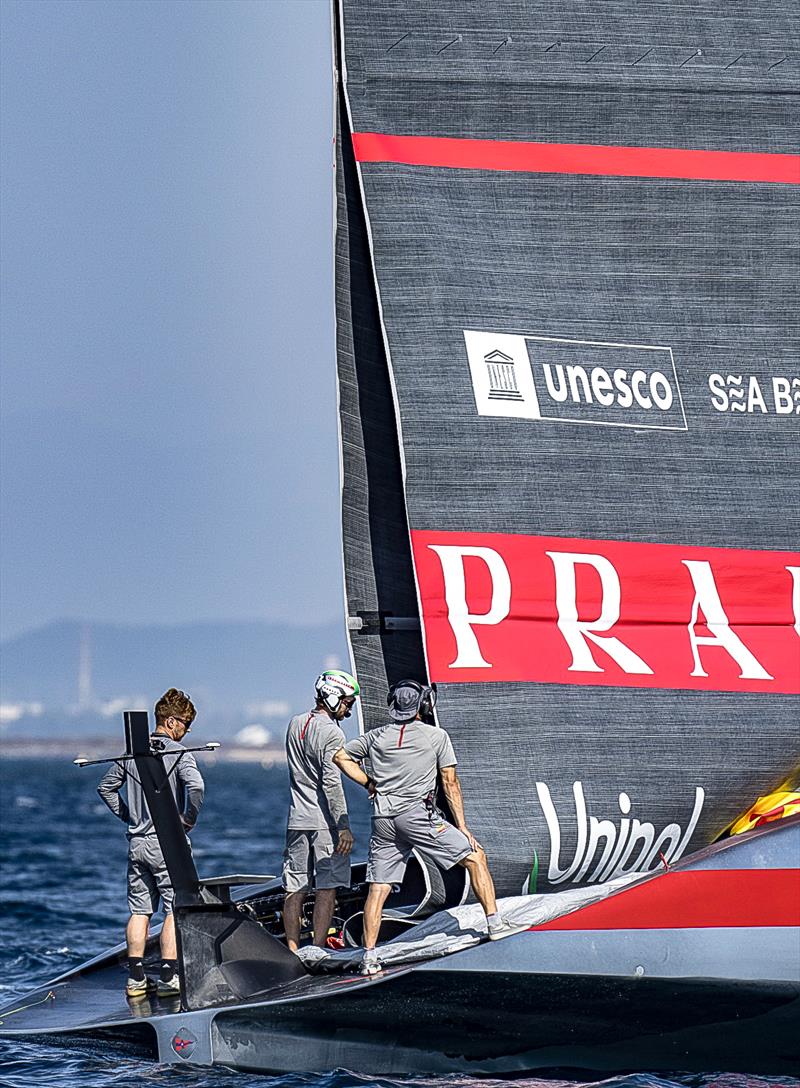 A look inside the double skinned mainsail - Day 7 - Luna Rossa (ITA) - July 1, 2026 - Cagliari, Sardinia - photo © Ivo Rovira