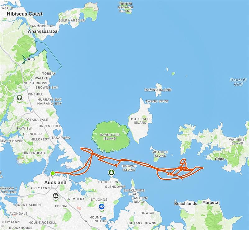 Emirates Team NZ stayed in the lee of the Gulf Islands - Recon Unit track - Emirates Team NZ - Sailing Day 20 - August 12, 2026 - Hauraki Gulf, Auckland - photo © ETNZ Recon Unit