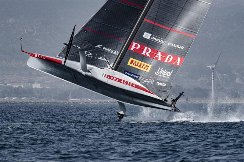 Image 3 - (13m 40s) Luna Rossa (ITA) - Day 18 - August 26, 2026 - Cagliari, Sardinia  photo copyright Ivo Rovira / America's Cup Recon taken at Circolo della Vela Sicilia and featuring the AC75 class