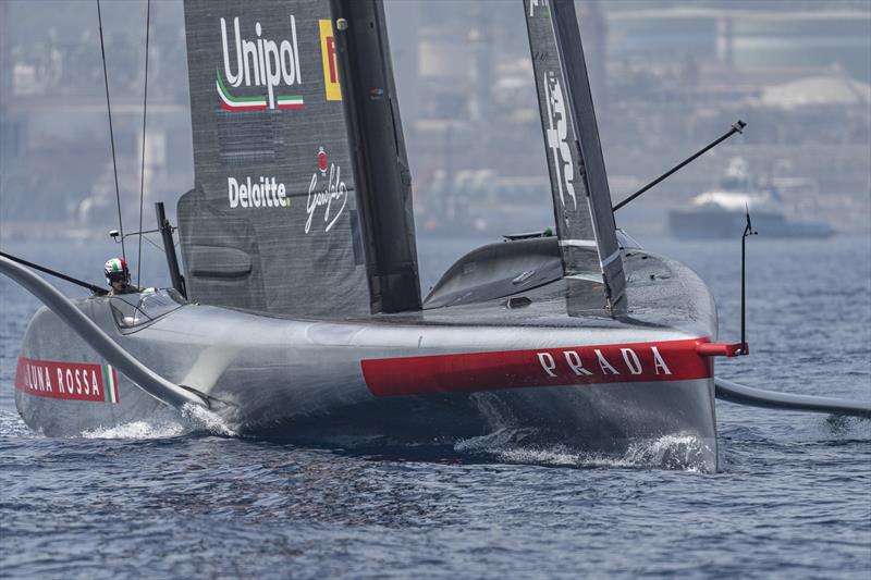 Rig end-plated into hull - Luna Rossa (ITA) - Day 19 - August 28, 2026 - Cagliari, Sardinia  photo copyright Ivo Rovira / America's Cup Recon taken at Circolo della Vela Sicilia and featuring the AC75 class