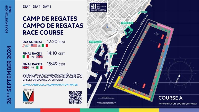 Course Location - Finals - Day 1 - Louis Vuitton Cup  - Day 15 - September 26, 2024 - Barcelona - photo © America's Cup Media