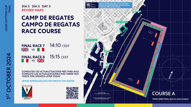 Course Location - Finals - Day 5 - Louis Vuitton Cup - Day 19 - October 1, 2024 - Barcelona - photo © America's Cup Media