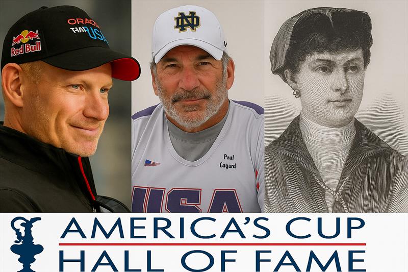 Jimmy Spithill, Paul Cayard, Susan Henn - America's Cup Hall of Fame Class of 2025 photo copyright ACHoF taken at New York Yacht Club and featuring the ACC class