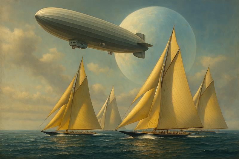 In one simulation instance, the naves sail as J-Class yachts — a tribute to the golden age of the Cup - photo © Pierre-Jean Cottalorda