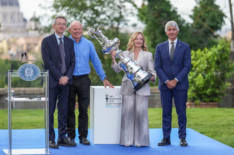 Italian Prime Minister Welcome Function at Casino del Bel Respiro, Rome - Gaetano Manfredi, Mayor of Naples, Grant Dalton, CEO, Emirates Team NZ, Giorgia Meloni, Italian Prime Minister and Andrea Abodi, Minister for Sport & Youth  - photo © Ian Roman / America's Cup