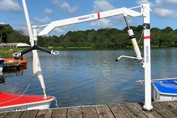A hydraulic hoist on a jetty, for lifting wheelchair users into a dinghy - Oxford 'Dipper' - photo © Magnus Smith