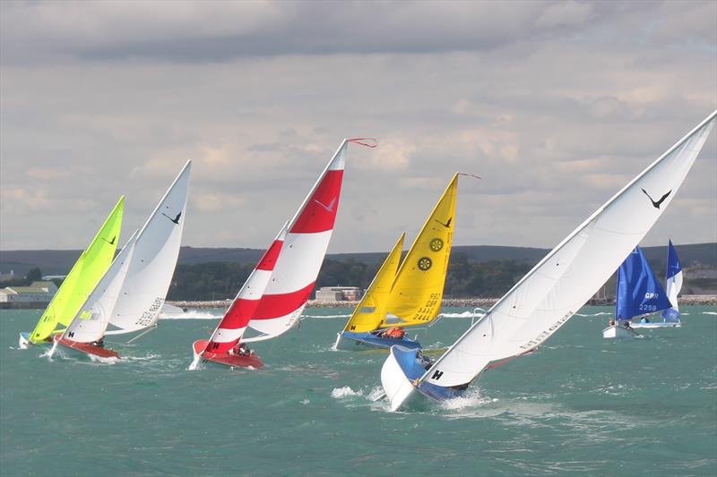 Libertys on the beat during the Hansa Nationals at Weymouth photo copyright Nicky Mathew taken at Weymouth & Portland Sailing Academy and featuring the Hansa class