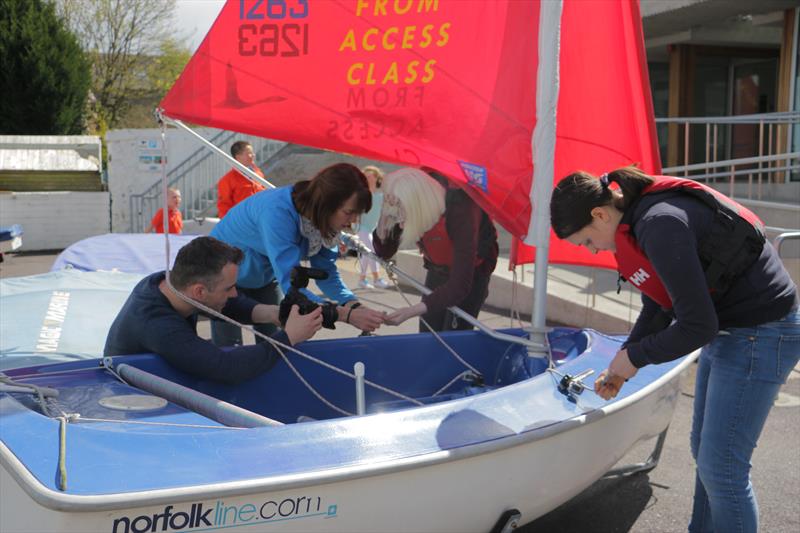 Sailability Sailors Anna Brennan and Meabh Aherne get ready to sail a Hansa 3.3 at Kinsale Sailability Try Sailing Open Day photo copyright Gail MacAllister taken at Kinsale Yacht Club and featuring the Hansa class