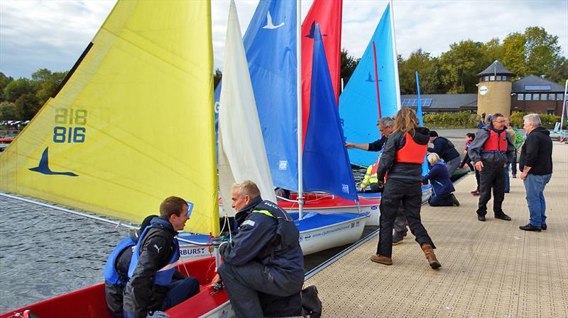 A busy jetty during the Hansa Scottish TT Series at Castle Semple photo copyright Jim Thomson taken at Castle Semple Sailing Club and featuring the Hansa class