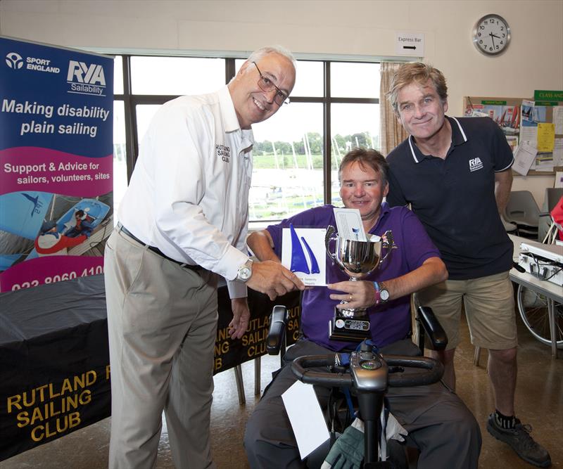John Forthergill, Commodore of Rutland Sailing Club with Paul Phillips and RYA Sailability Manager Joff McGill photo copyright RYA / OnEdition taken at Rutland Sailing Club and featuring the Hansa class