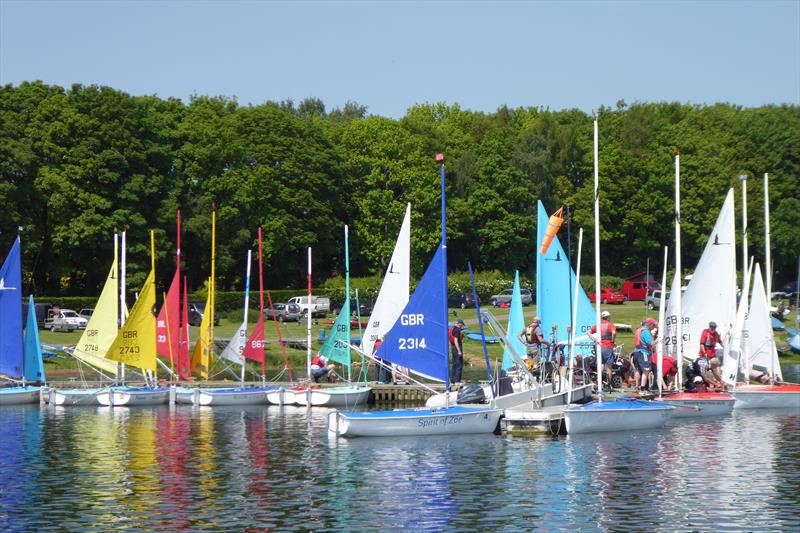 A busy pontoon during the Hansa class National TT at Northampton photo copyright Robert McIntyre taken at Northampton Sailability and featuring the Hansa class