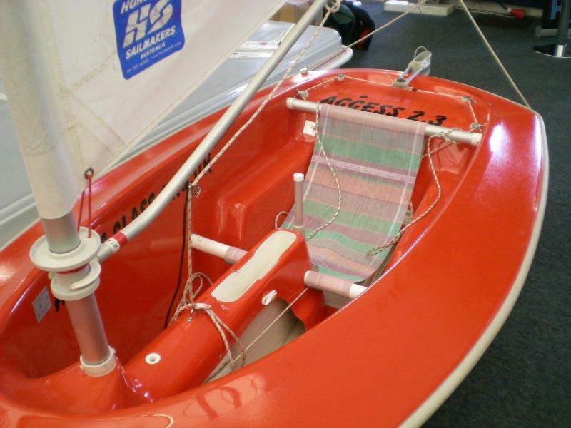 This small Access dinghy has a simple seat and is steered by a central upright lever photo copyright Magnus Smith / www.yachtsandyachting.com taken at RYA Dinghy Show and featuring the Hansa class