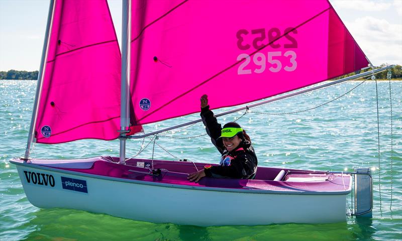 Paula Marques (BRA) celebrates her Gold Medal win in the Hansa Womens - Final Day - Para Sailing World Championship, Sheboygan, Wisconsin, USA photo copyright Cate Brown taken at  and featuring the Hansa class